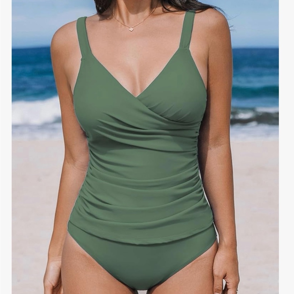 Cupshe Green One Piece Swimsuit Wrap Style